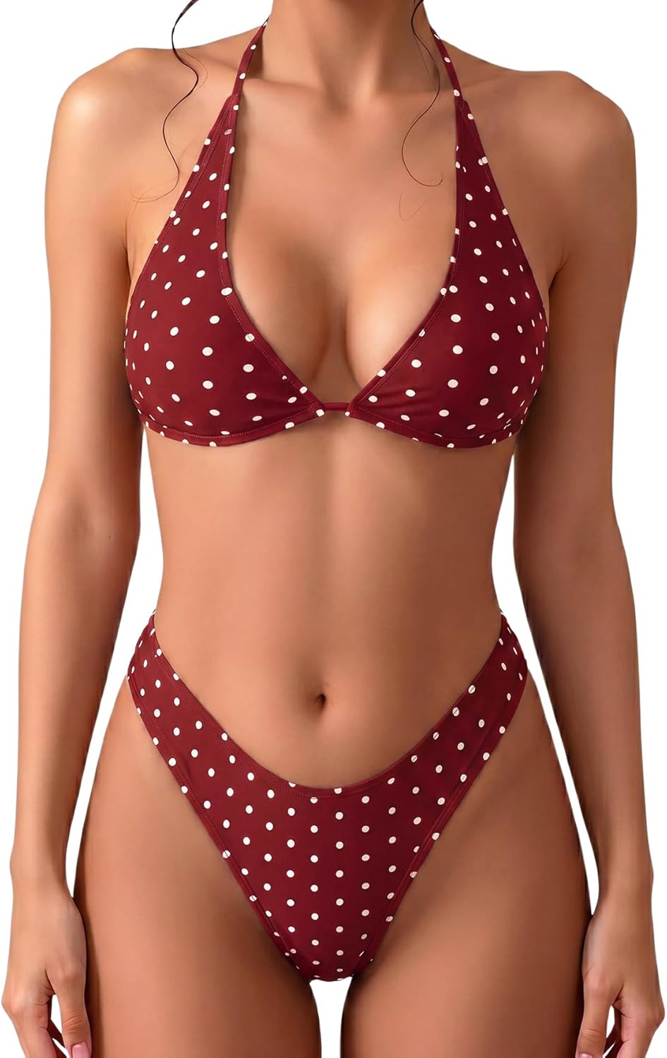 Women's Polka Dot Triangle Thong Bikini Set