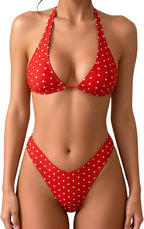 Women's Polka Dot Triangle Thong Bikini Set
